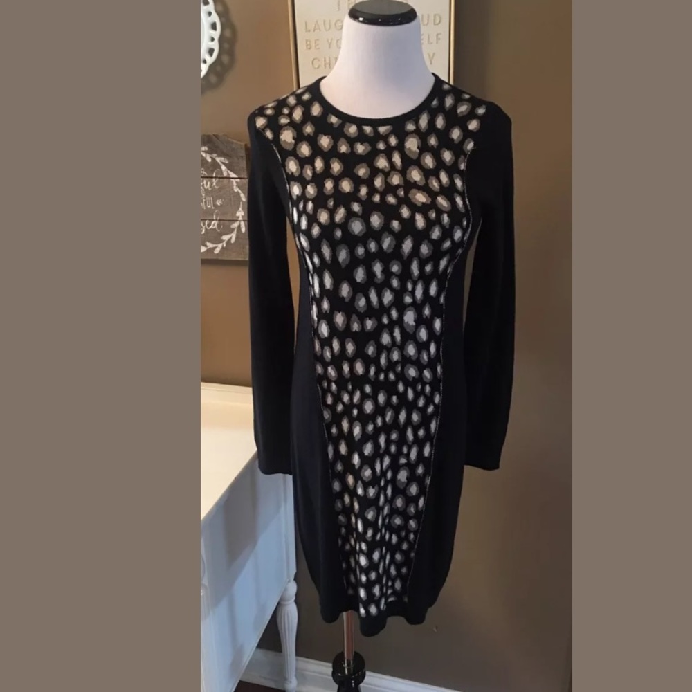 Philosophy Cashmere Blend Sweater Dress Black Gray